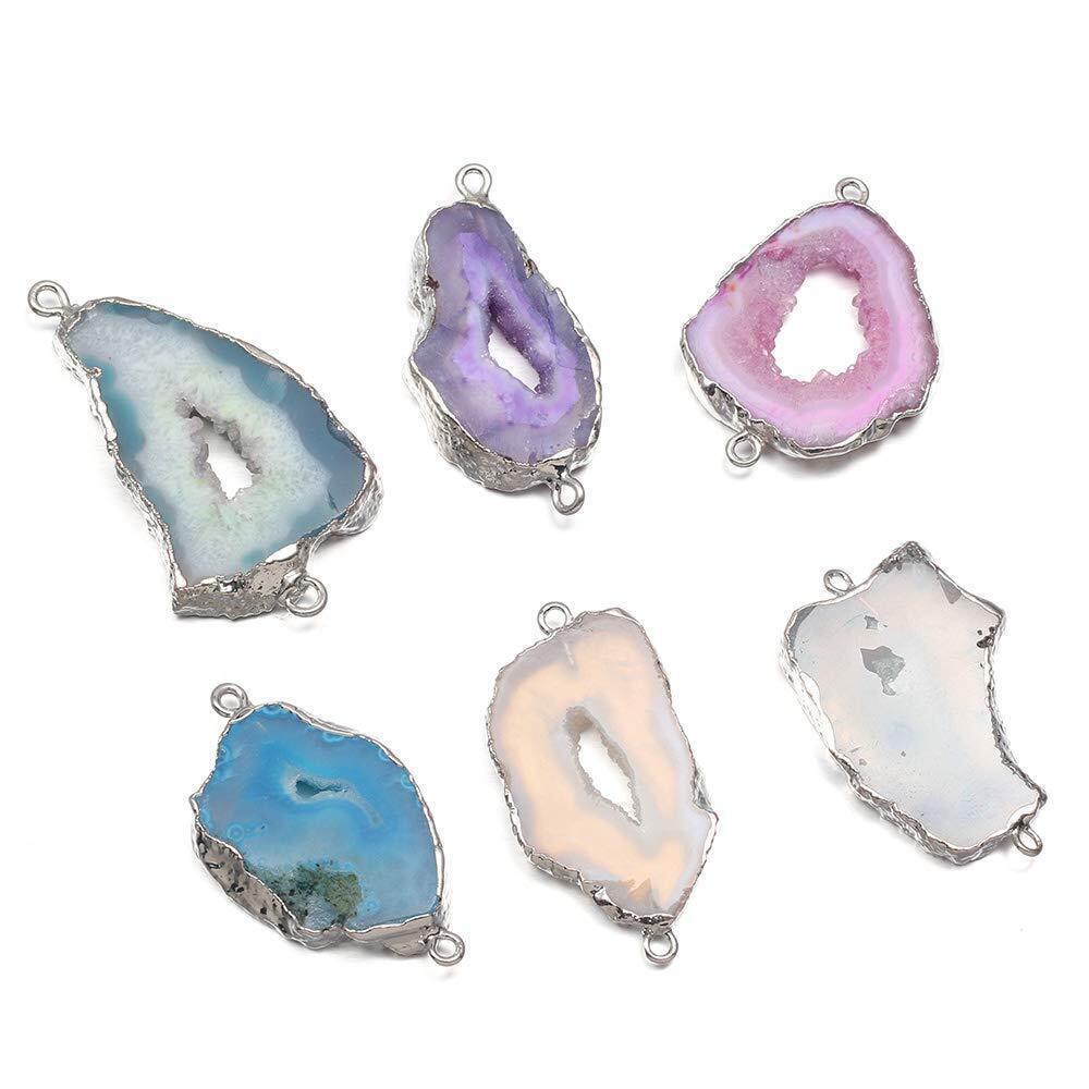 6151 Natural Agate Geode Crystal Druzy Connectors Pearl Links Jewelry